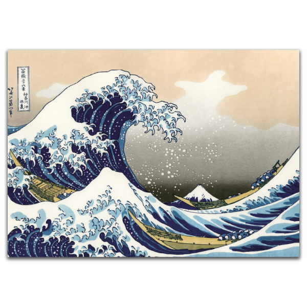 10049-gammel - Hokusai's The Great Wave at Kanagawa (1760-1849) vintage Japanese Ukiyo-e woodcut print